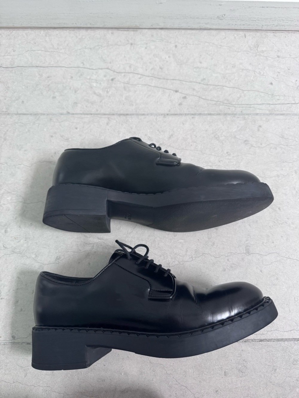 Prada Black Leather Derby Shoes size 36.5 with box - Picture 10 of 17